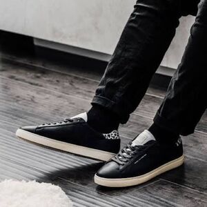 CLAE X Safari collection Bradley Black Leather leopard sneakers size 8